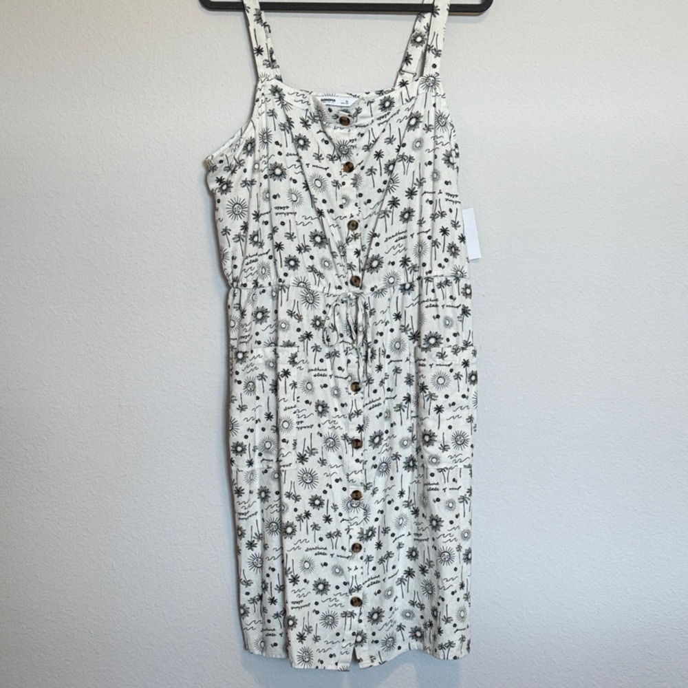 Sonoma Beige and Brown Beach Theme Button-Down Dress